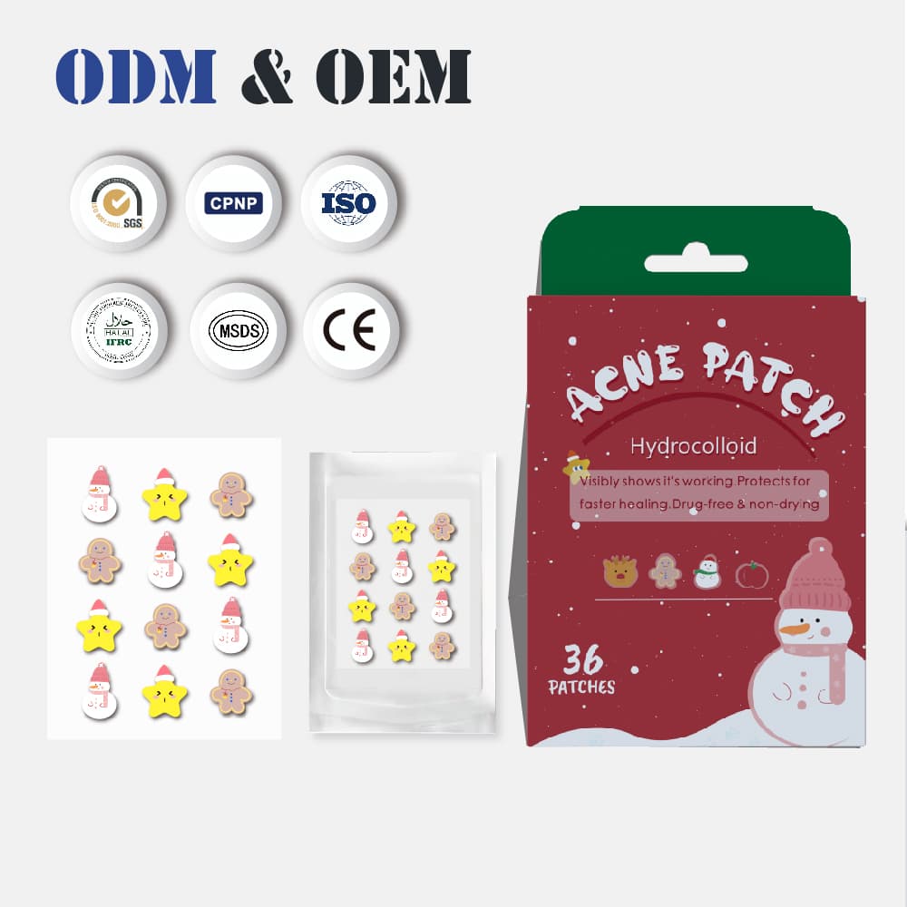 Customized Christmas Printed Hydrocolloid Acne Pimple Patch Designs