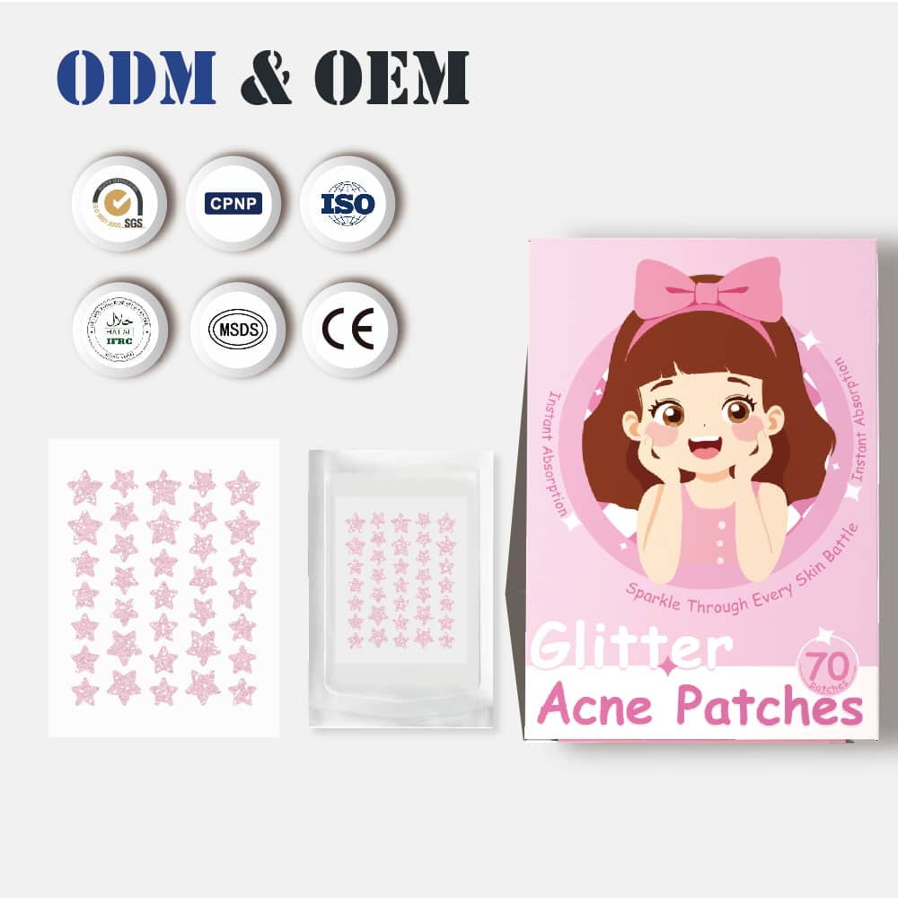 Customized Glitter Hydrocolloid Acne Patch Decorative Skincare Stickers